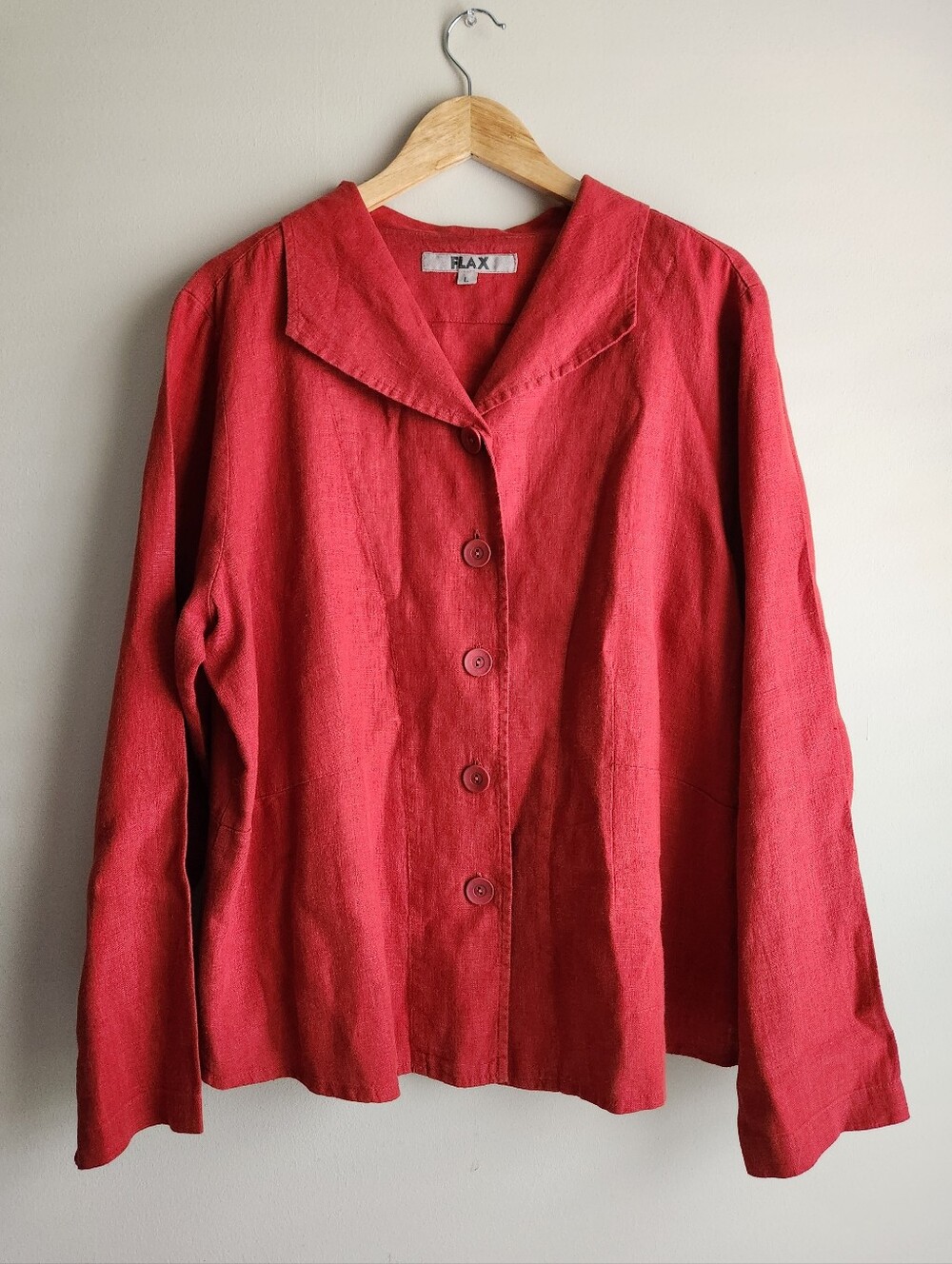FLAX 100% Linen Brick Red Blazer Jacket L